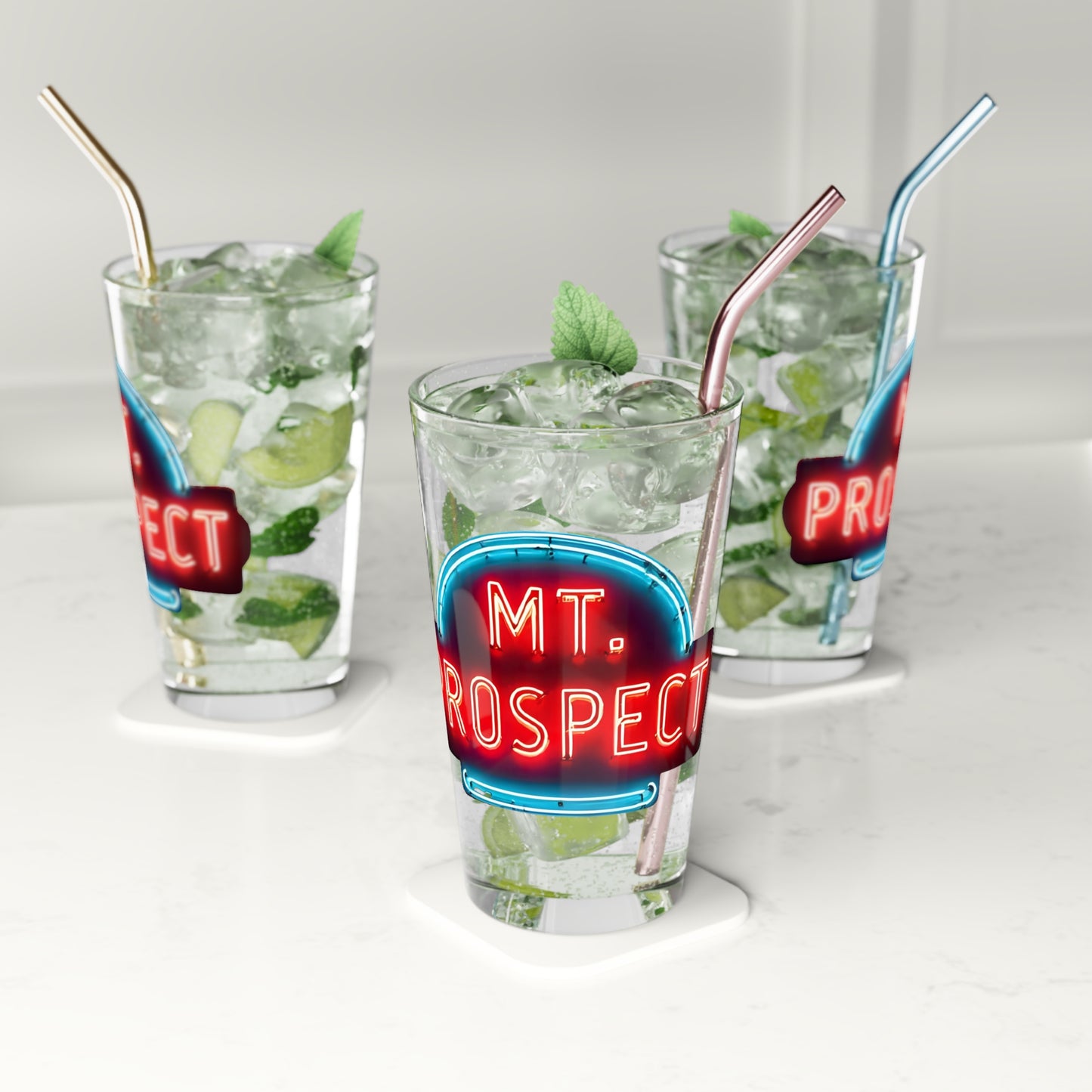 Mount Prospect Neon Sign Pint Glass | 16oz