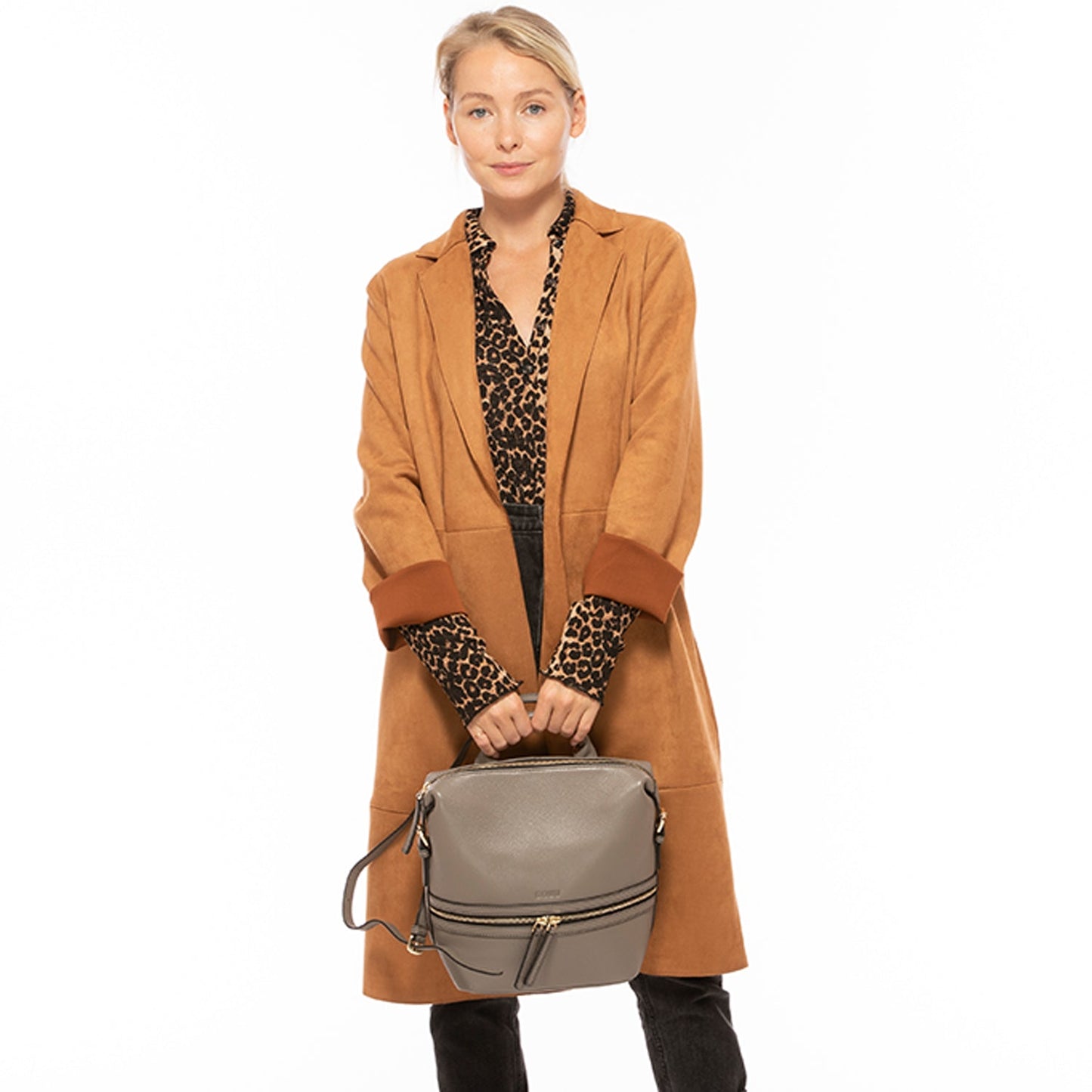 The Ashley Grey Leather Backpack