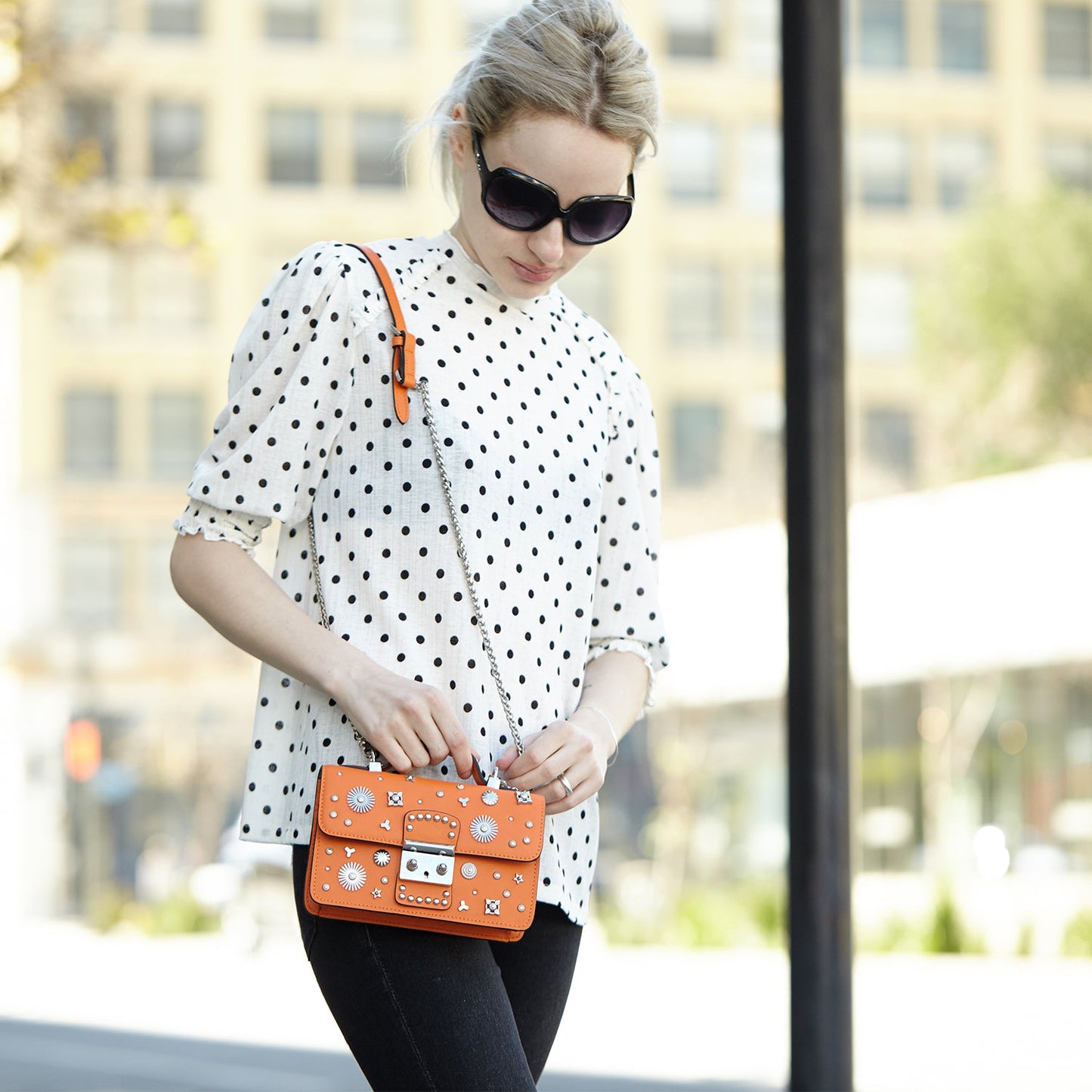 SUSU Studded Small Leather Crossbody Bag