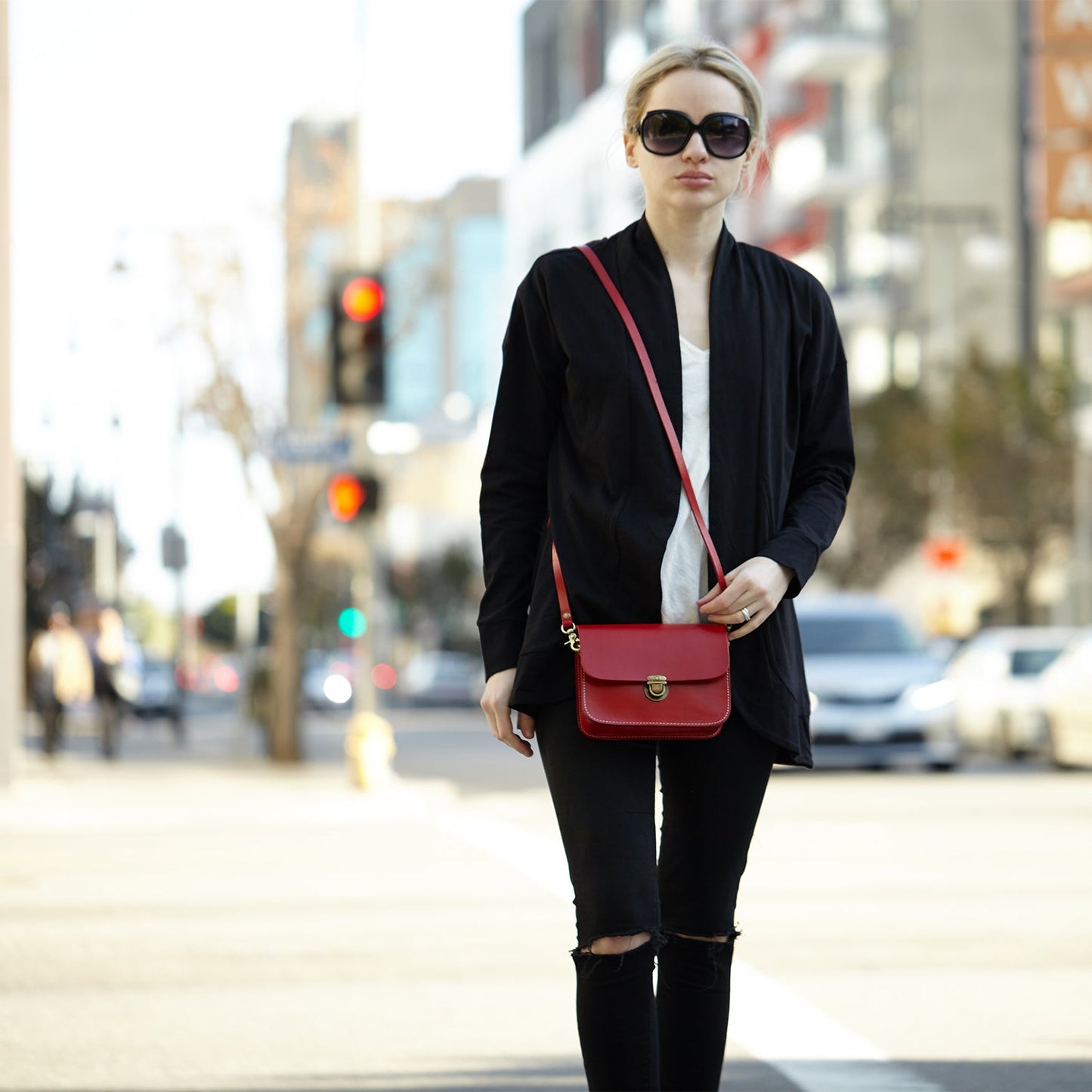 Nana Red Leather Crossbody Bag