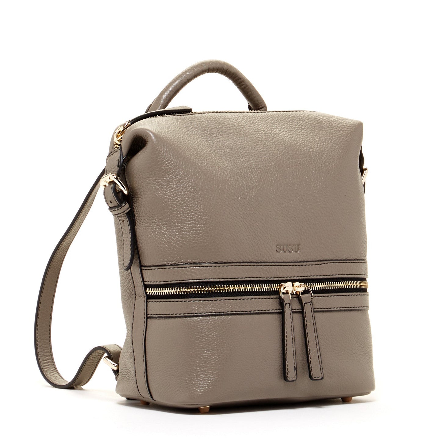 The Ashley Grey Leather Backpack