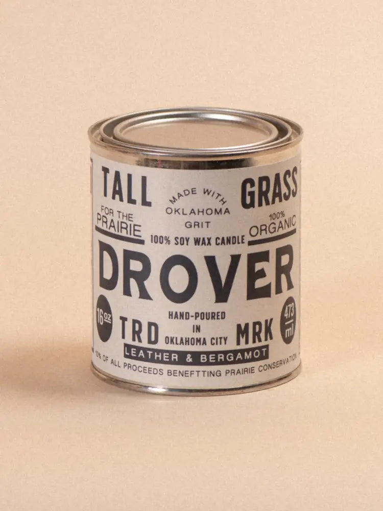 Drover: Leather + Bergamot Soy Wax Candle - 16 oz - 16 oz Candle