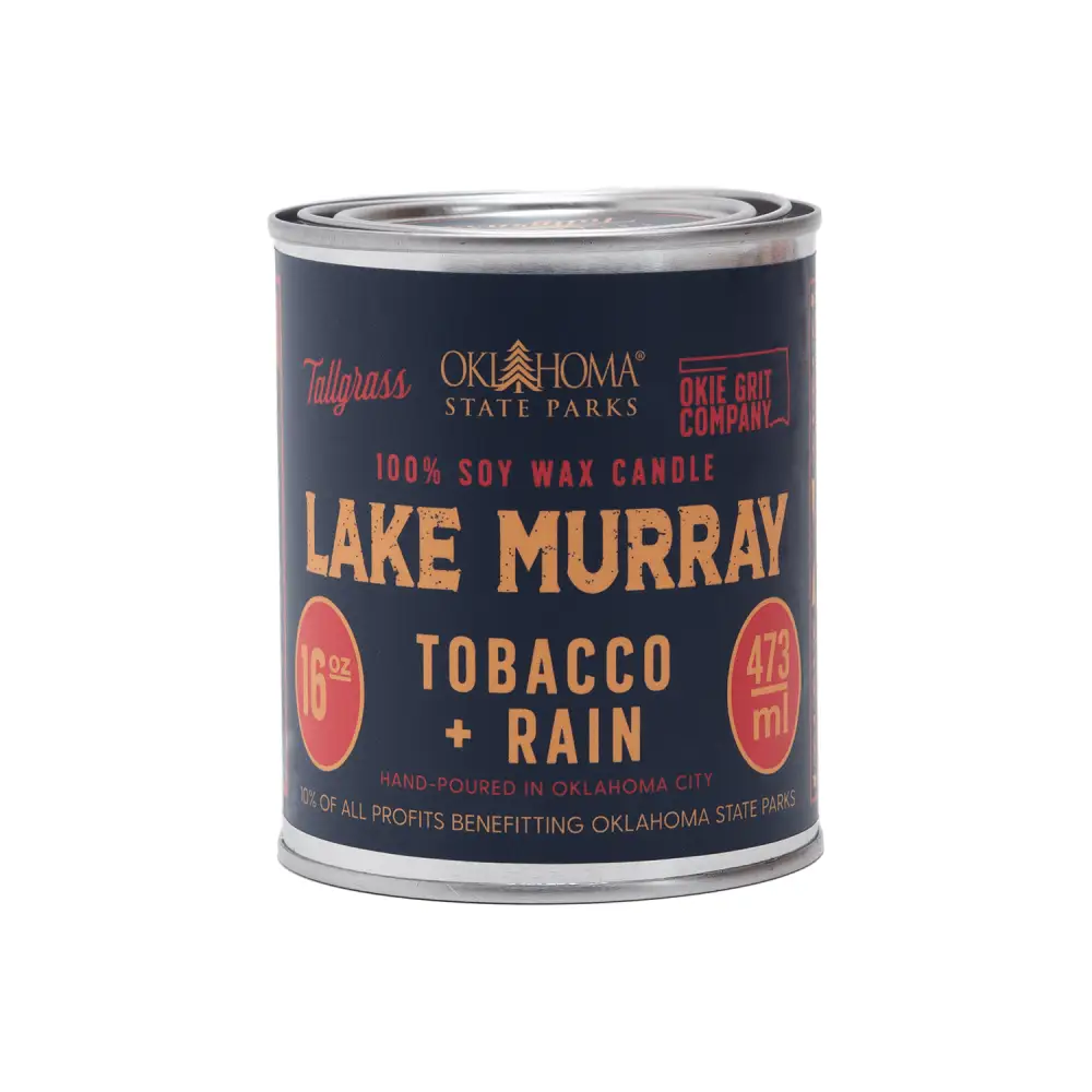 Lake Murray: Tobacco + Rain Soy Wax Candle - 16 oz - Candles
