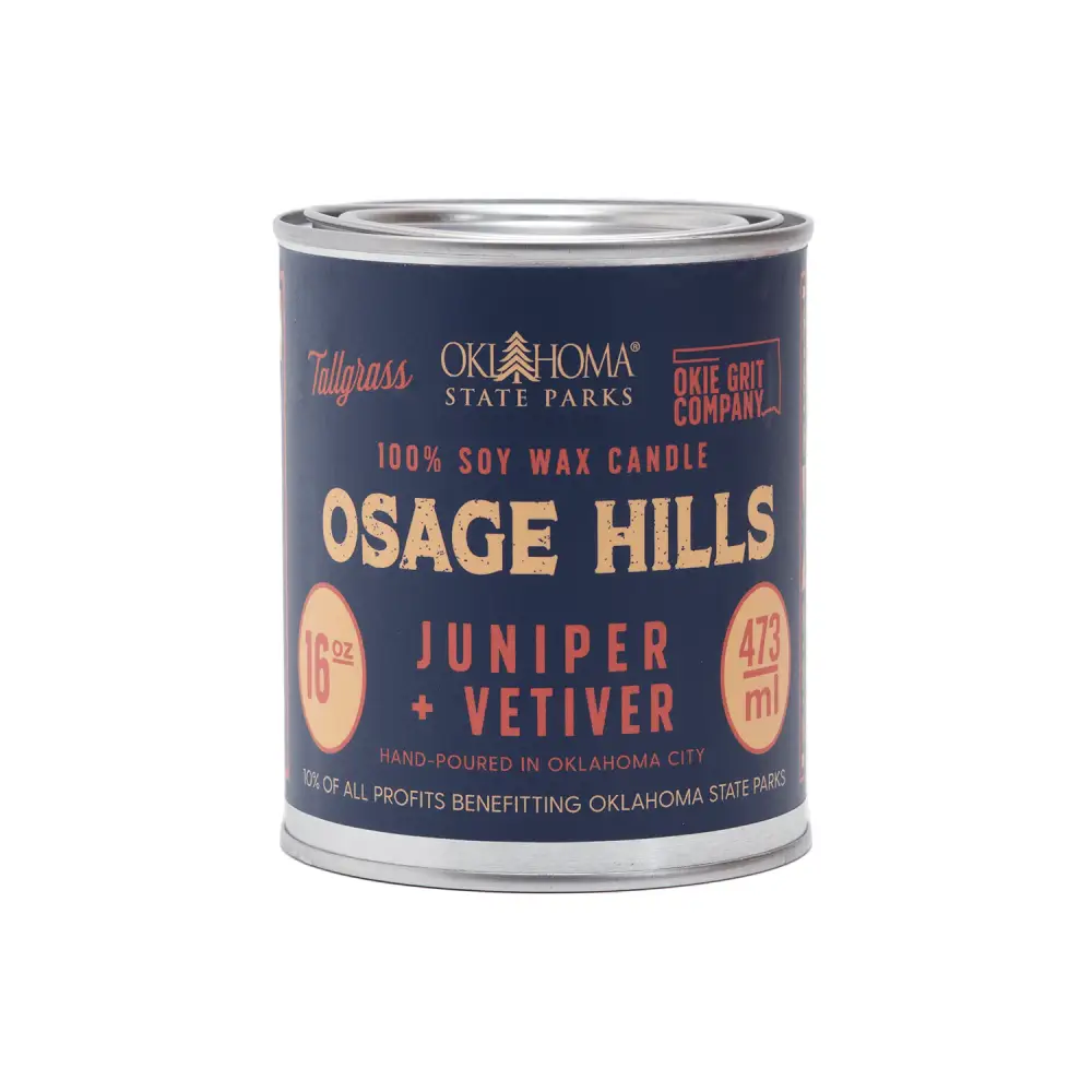Osage Hills: Juniper + Vetiver Soy Wax Candle - 16 oz - Candles