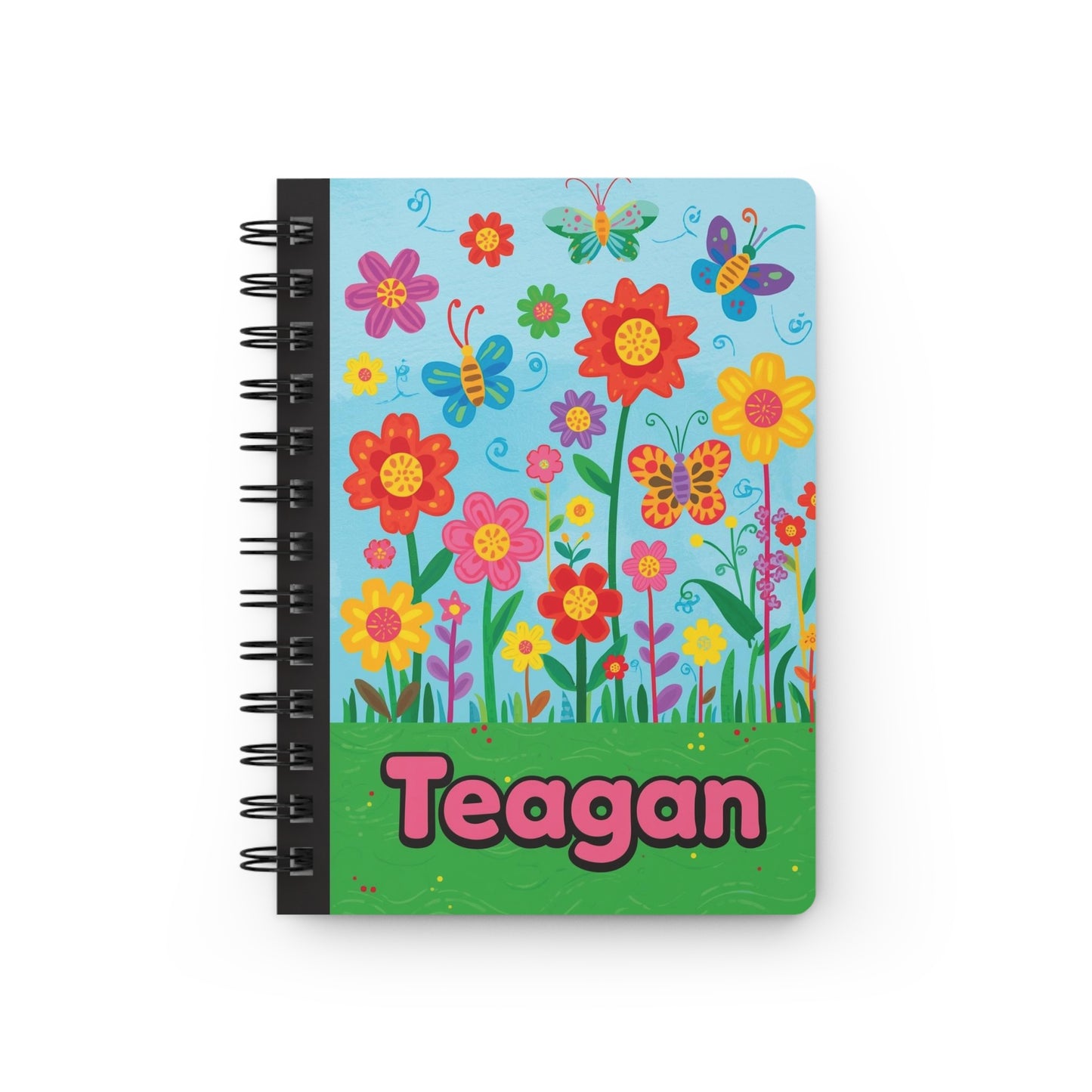 Personalized Floral Spiral Journal — Kids' Bright Garden Notebook