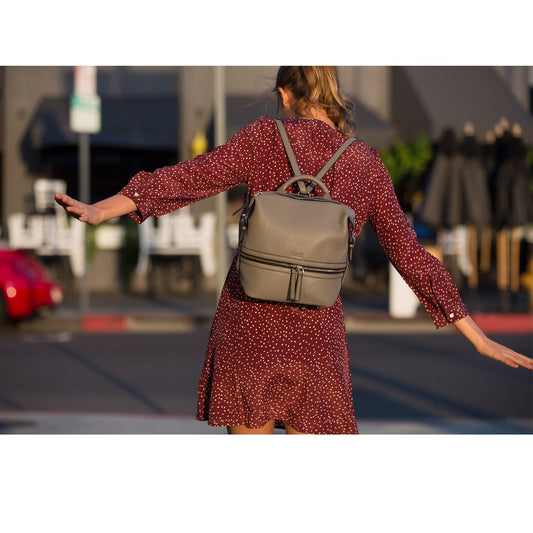 The Ashley Grey Leather Backpack