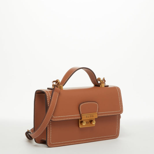 Little Brown Leather Crossbody Handbag