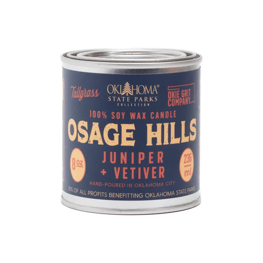 Osage Hills: Juniper + Vetiver Soy Wax Candle - 8 oz - Candles