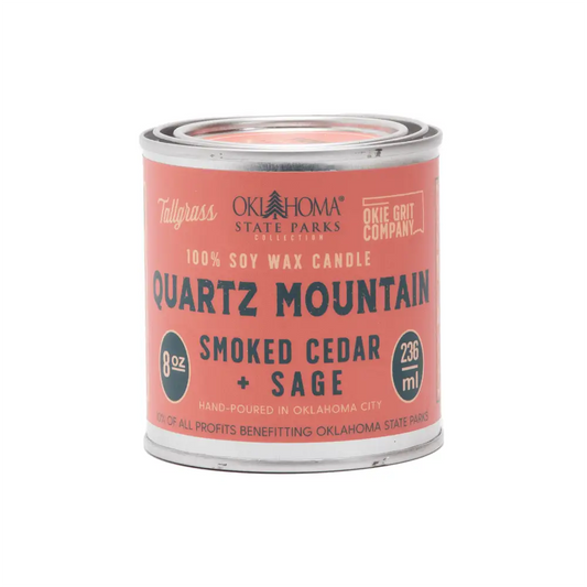 Quartz Mountain: Smoked Cedar + Sage Soy Wax Candle - Candles